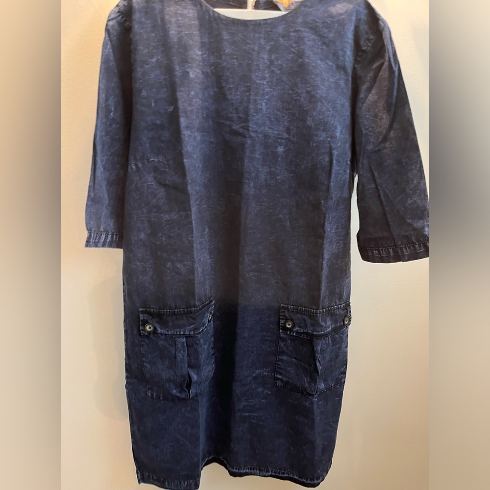 Hard Tail  Blue Denim Midi Dress With 2 Pocket in Front Look Size L, NWOT - Picture 2 of 9
